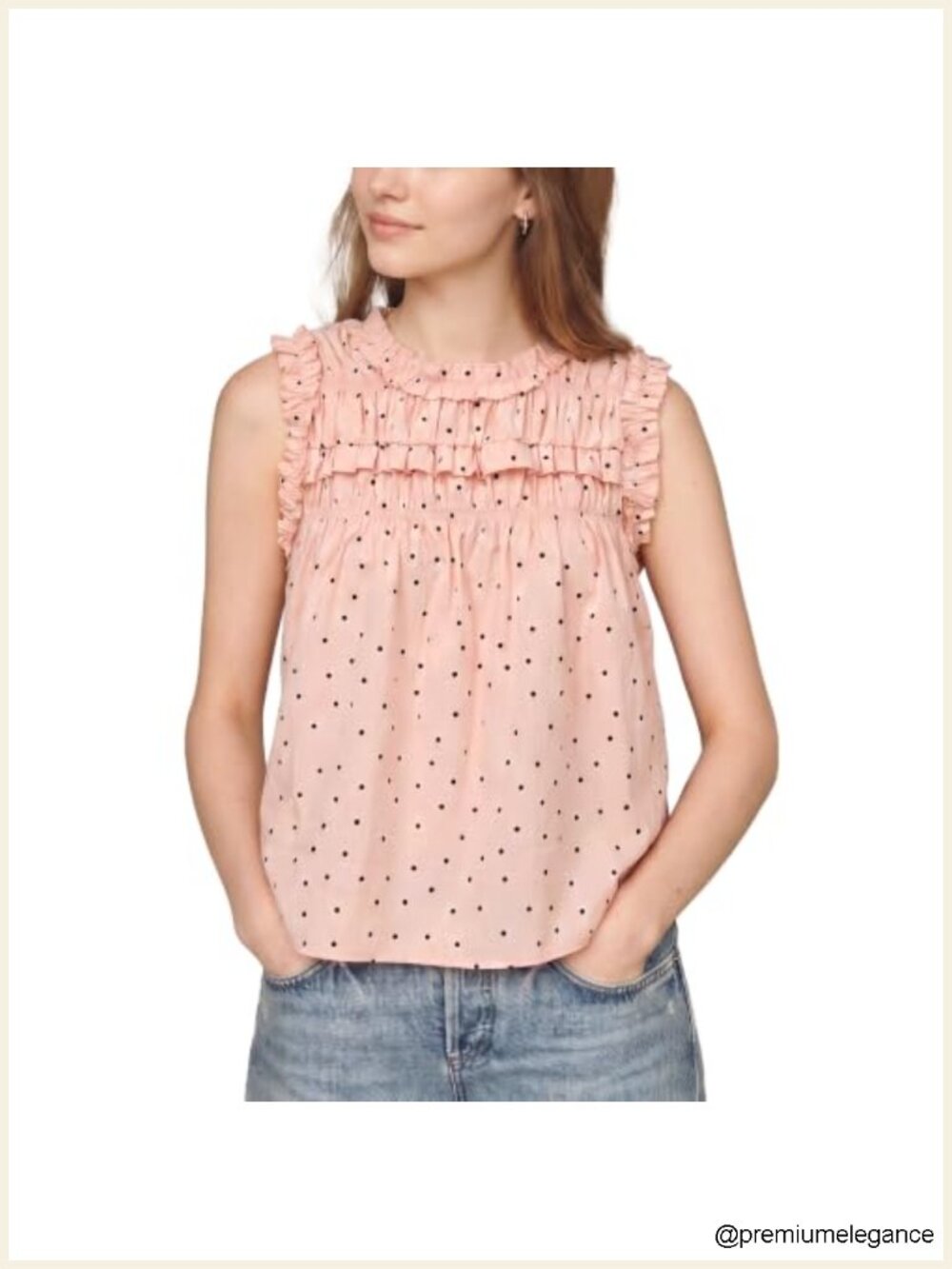 Womens Polka Dot Sleeveless Babydoll Top Flowy Summer Tank